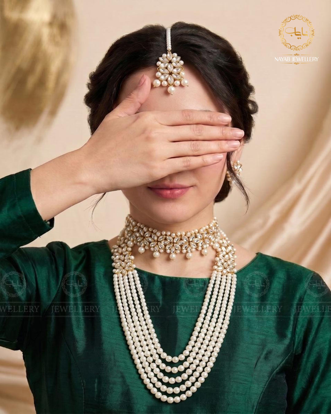 Mughlai Pearl 5 pcs Bridal Necklace set (original) NJ-1005