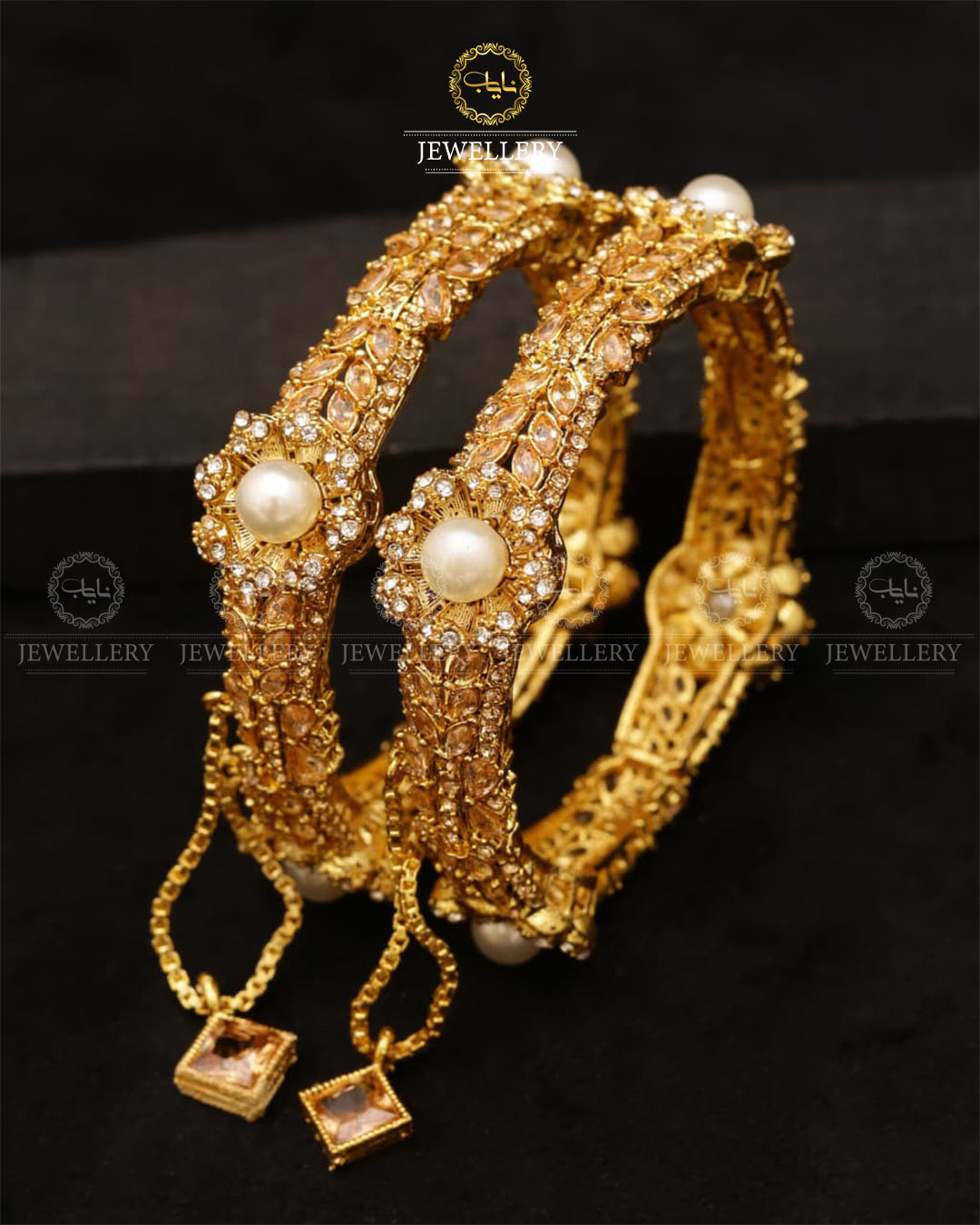 Sundas Flower square bangles (pair)-2682 Nayab Jewellery