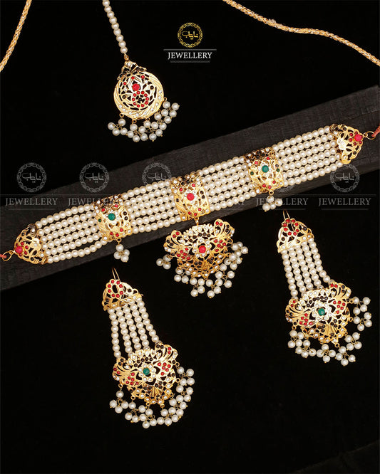 Hyedrabadi chokar set with Tika NJ-1872 Nayab Jewellery