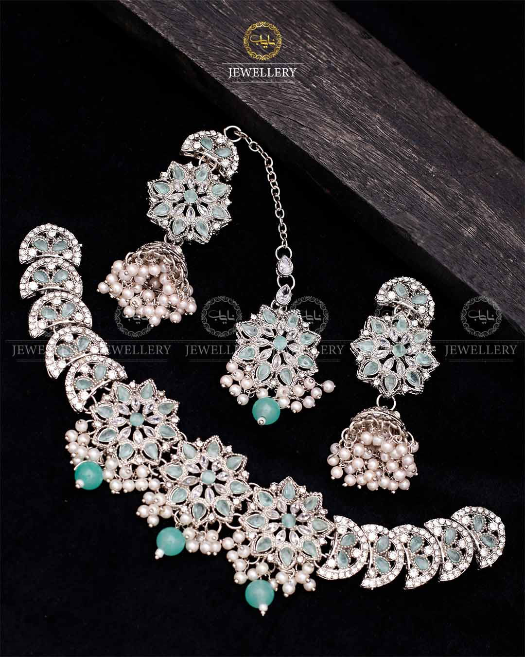 Star Necklace set-2560-Silver Nayab Jewellery
