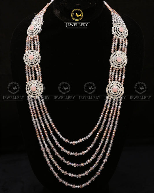 Bridal Broch Mala (with out Earrings)-2731-Silver Nayab Jewellery