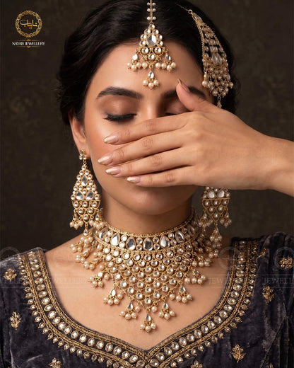 Shaheer Kundan Jhallar 5 pcs Bridal set-2118
