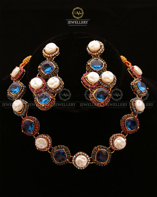 Mother pearl Turkish Necklace set-2633 Nayab Jewellery