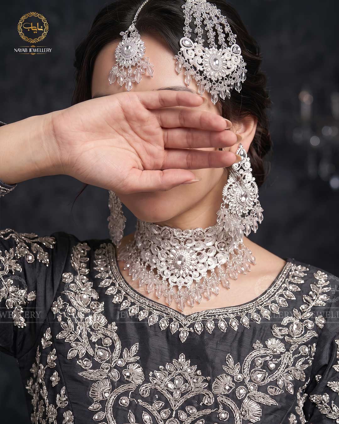 Designer Bridal set with jhomer-2291-Silver