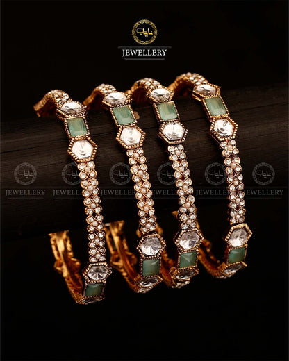 Nida 4 Pcs uncut Bangles set Golden BL-506