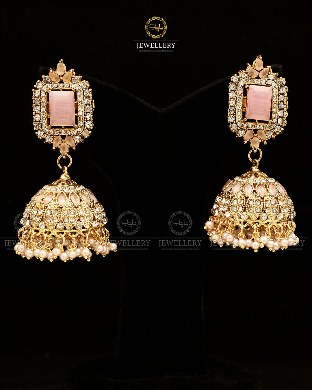 Zarcon Saqure Stone Jhumka-2861-Golden