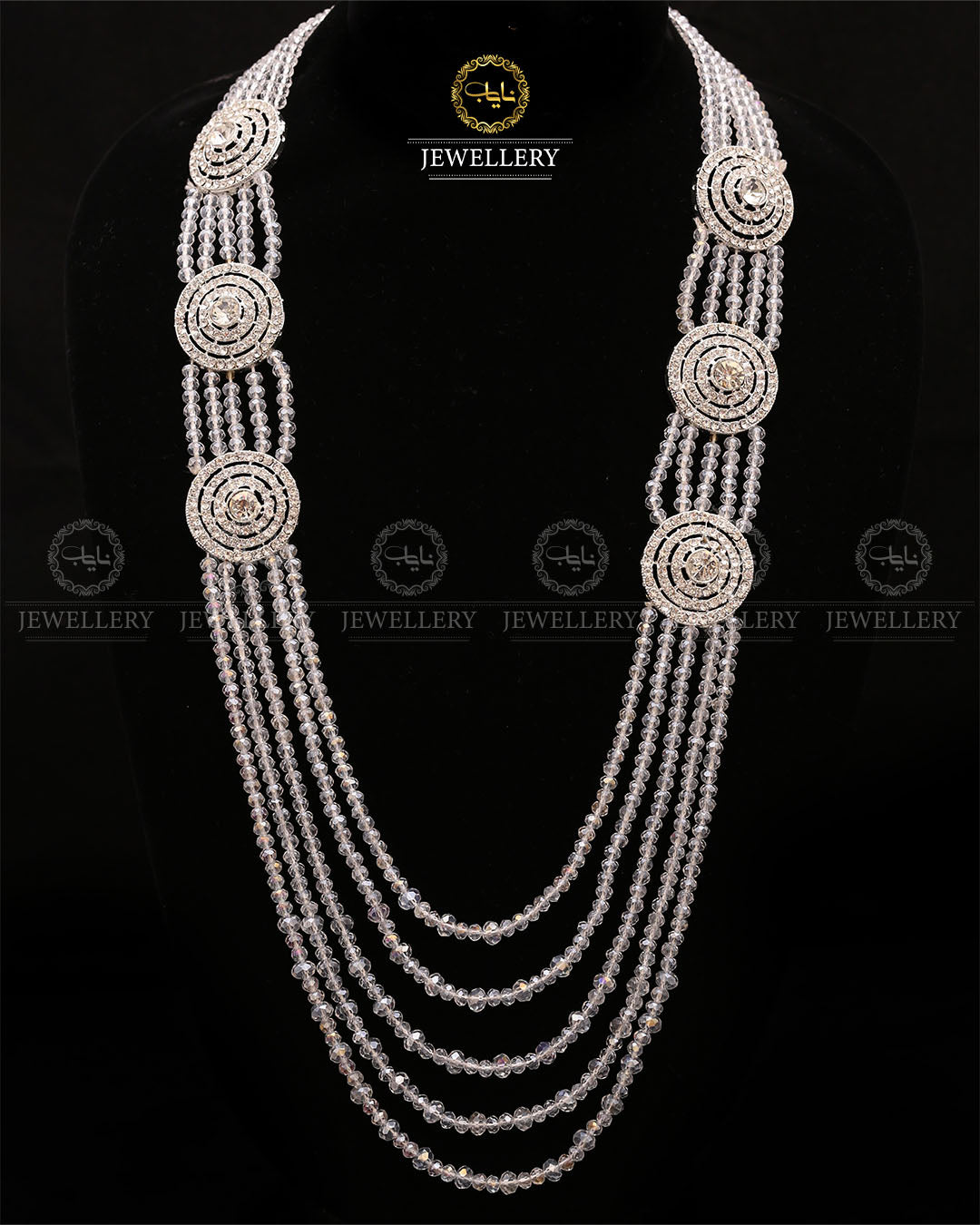 Bridal Broch Mala (with out Earrings)-2731-Silver Nayab Jewellery