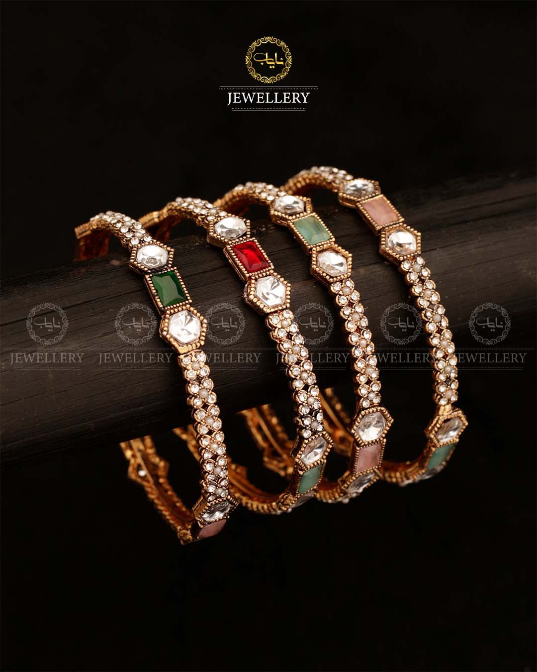 Nida 4 Pcs uncut Bangles set Golden BL-506