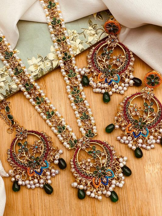 Zarcon Mala set with Hoops & Tika NJ-1919-M Nayab Jewellery