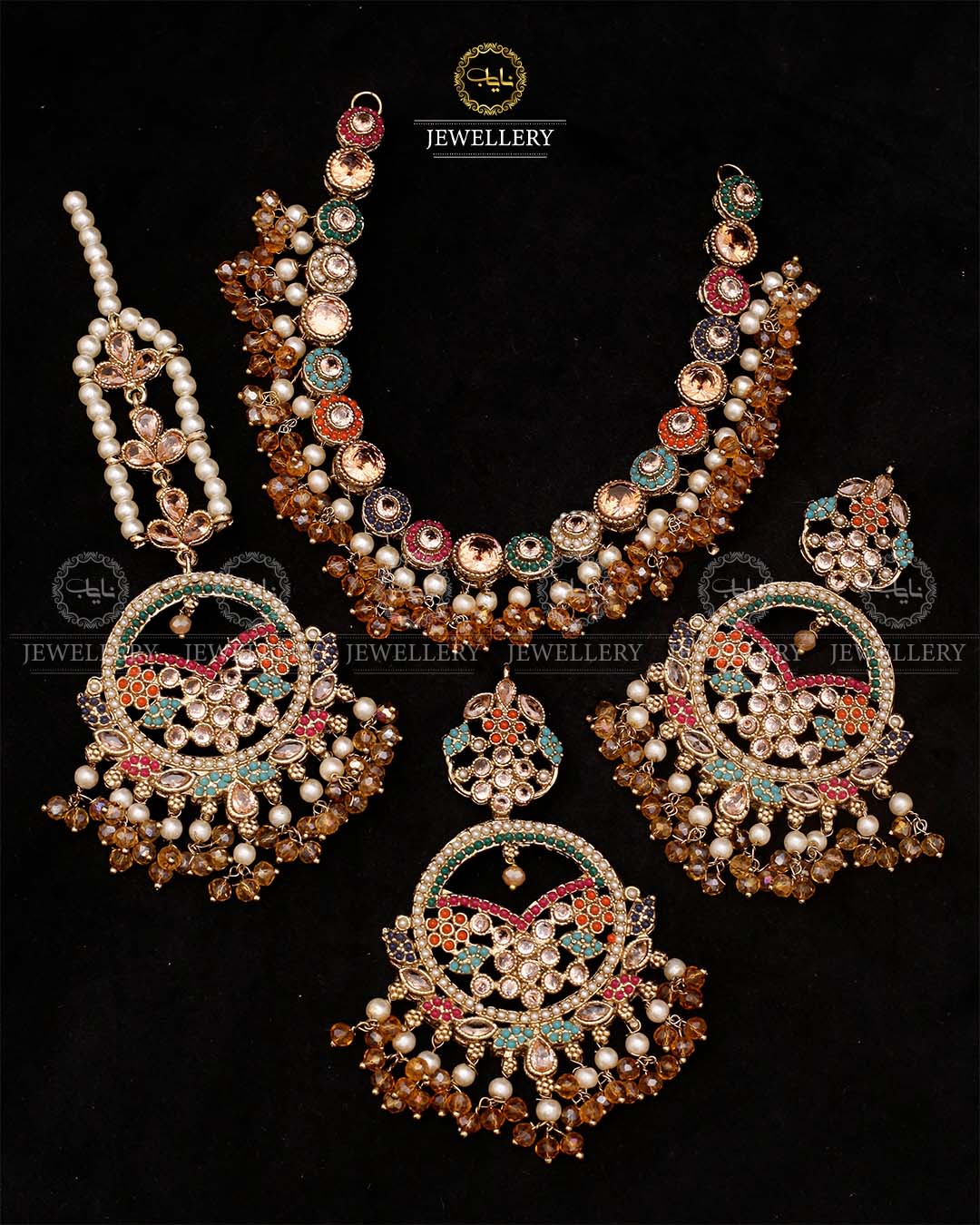 Noratan Necklace set with Tika-2614 Nayab Jewellery
