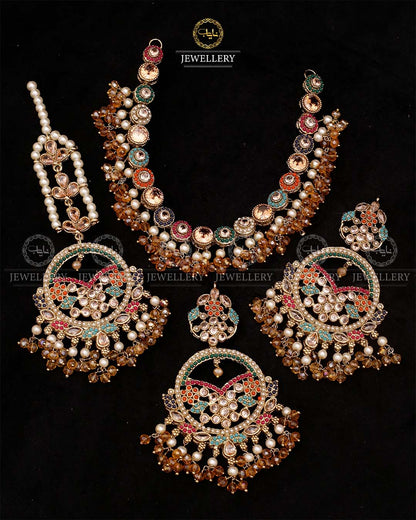 Noratan Necklace set with Tika-2614 Nayab Jewellery
