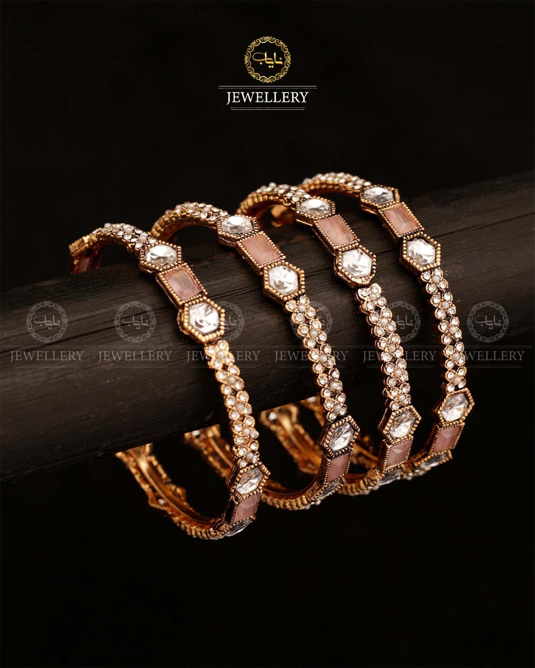 Nida 4 Pcs uncut Bangles set Golden BL-506