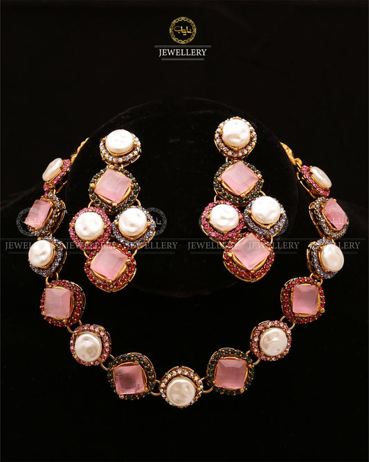 Mother pearl Turkish Necklace set-2633 Nayab Jewellery