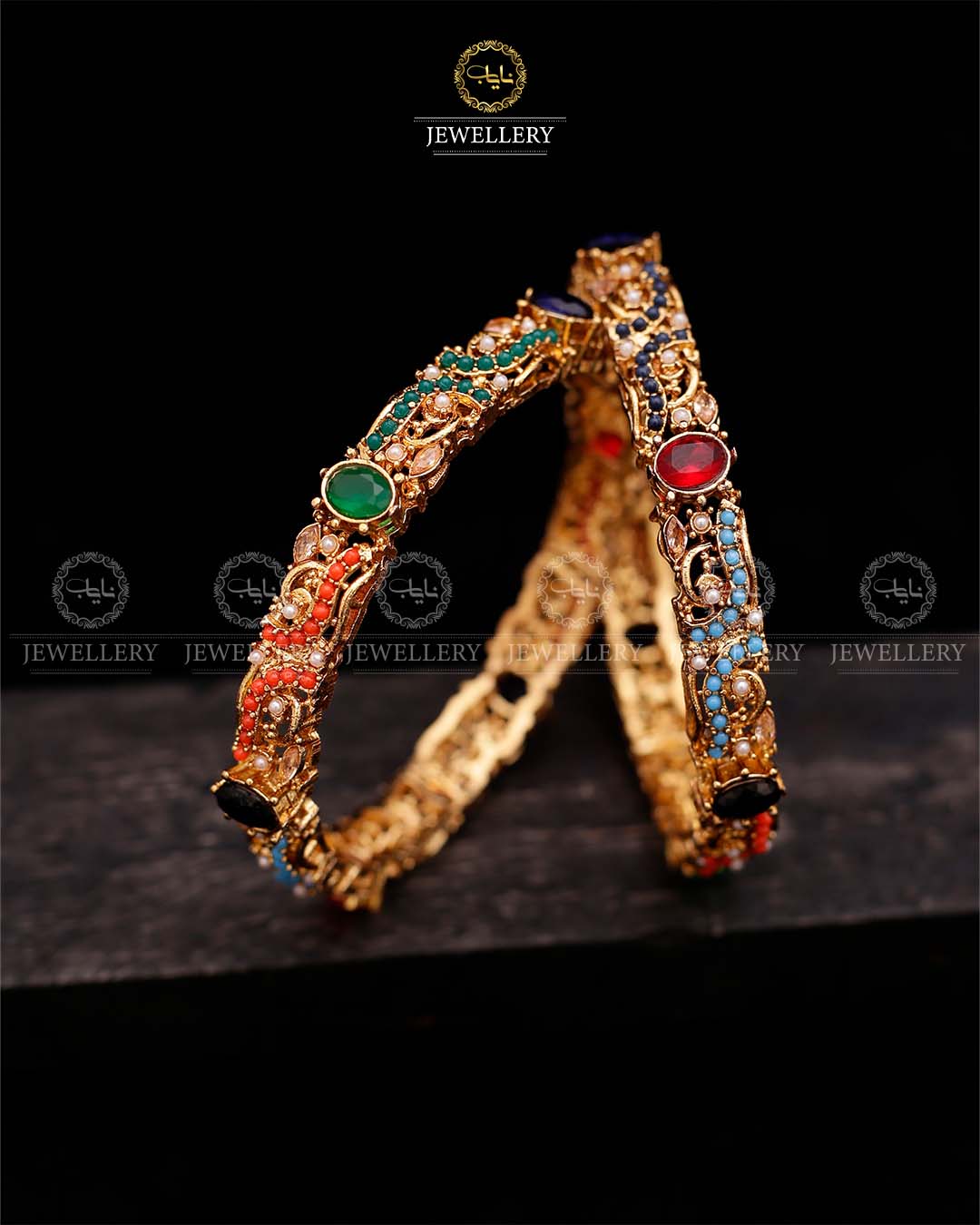 Haseen Noratan Bangles (pair)-2595 Nayab Jewellery