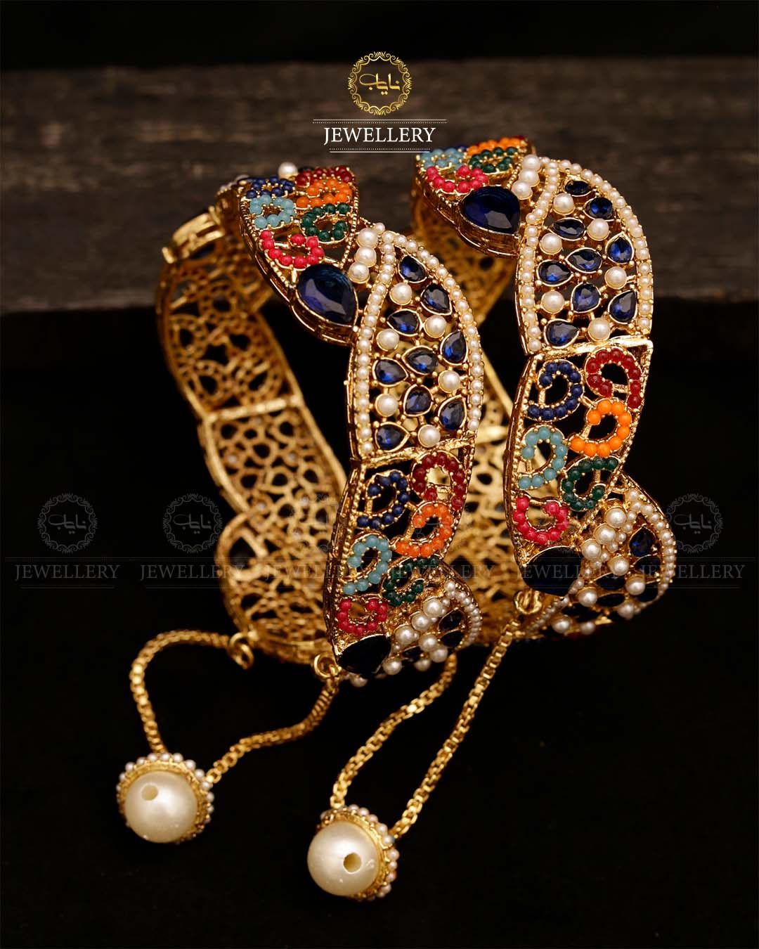 Marquise cut Openable Bangles (pair)-2591