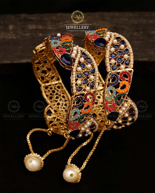 Marquise cut Openable Bangles (pair)-2591