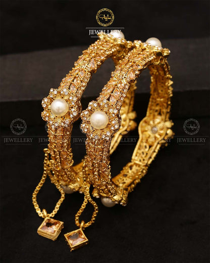 Sundas Flower square bangles (pair)-2682 Nayab Jewellery