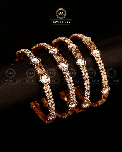 Nida 4 Pcs uncut Bangles set Golden BL-506