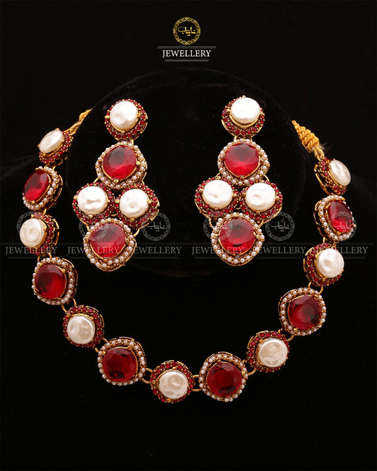 Mother pearl Turkish Necklace set-2633 Nayab Jewellery