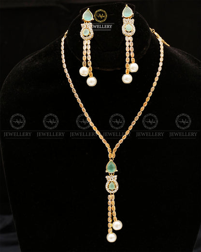 Turkish Zirconia Necklace set-2557-Golden Nayab Jewellery
