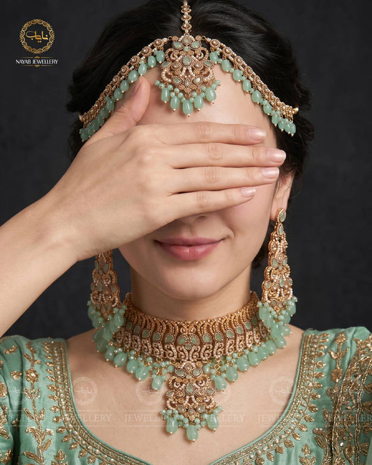 Rajhistani Choker Necklace set with Matha patti-2618-Golden