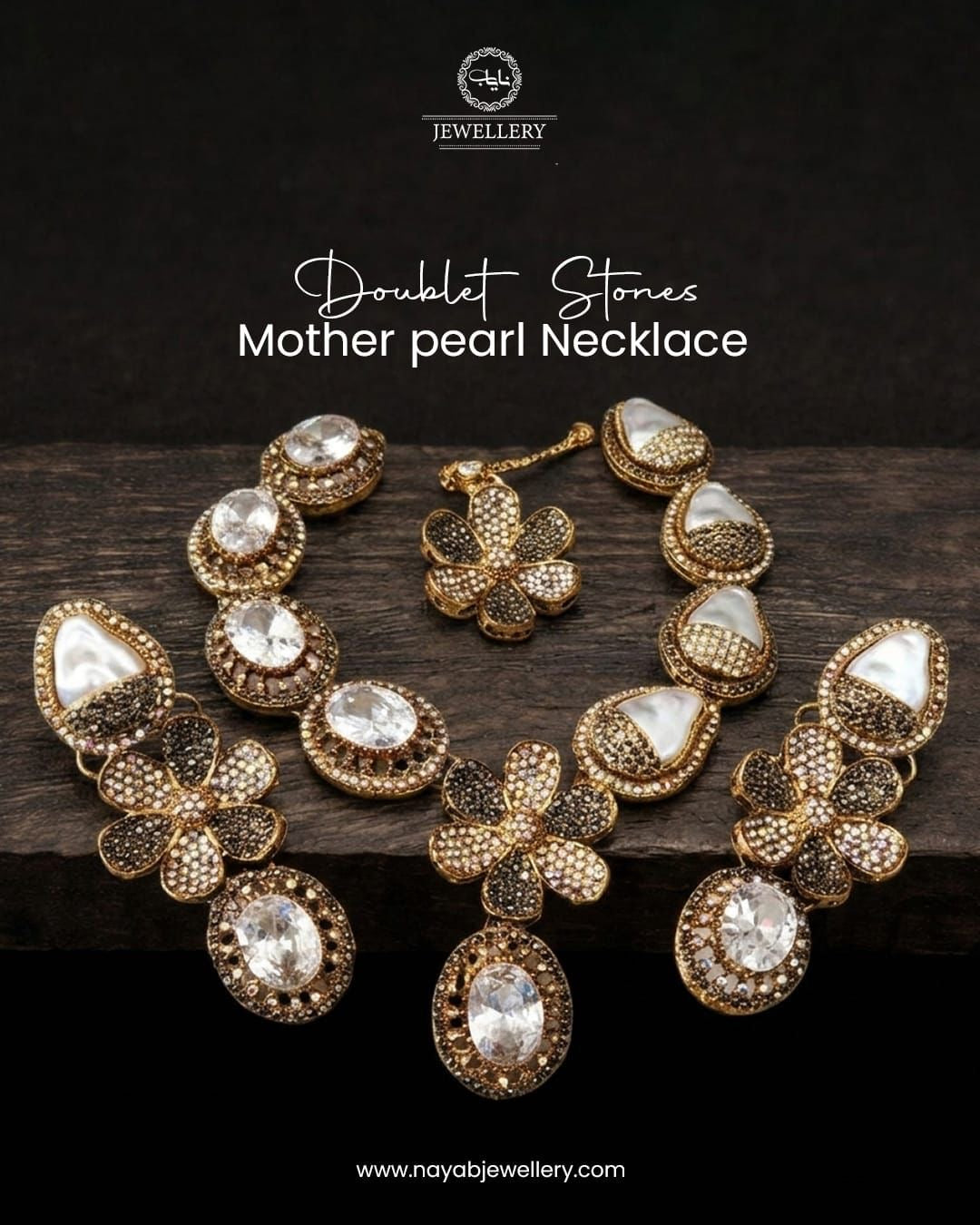 Doublet Stones Mother pearl Necklace set N-1032