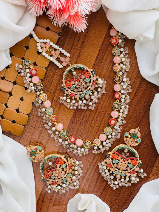 Noratan Necklace set with Tika-2614 Nayab Jewellery