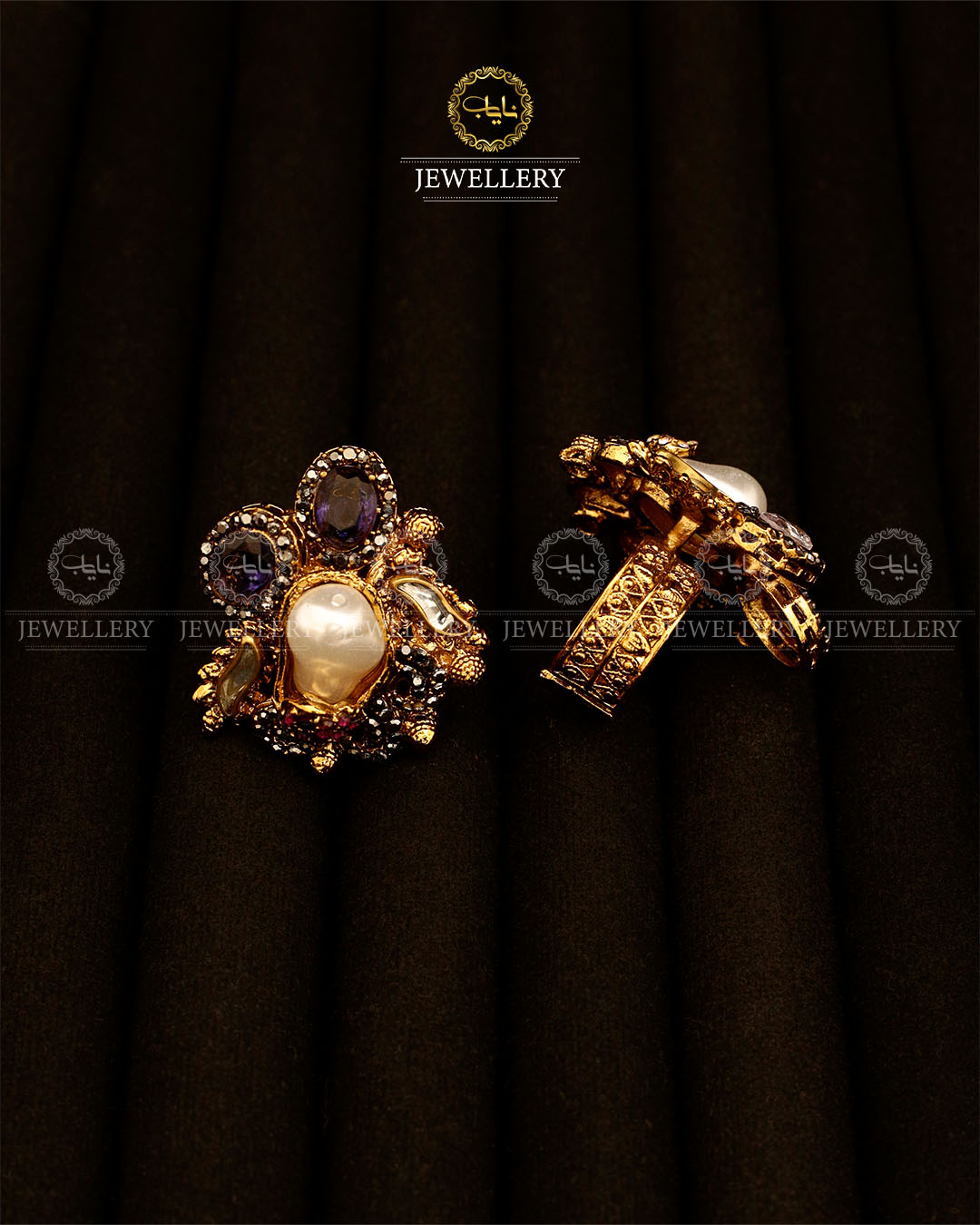 Turkish mother pearl Adjustable Ring-2946