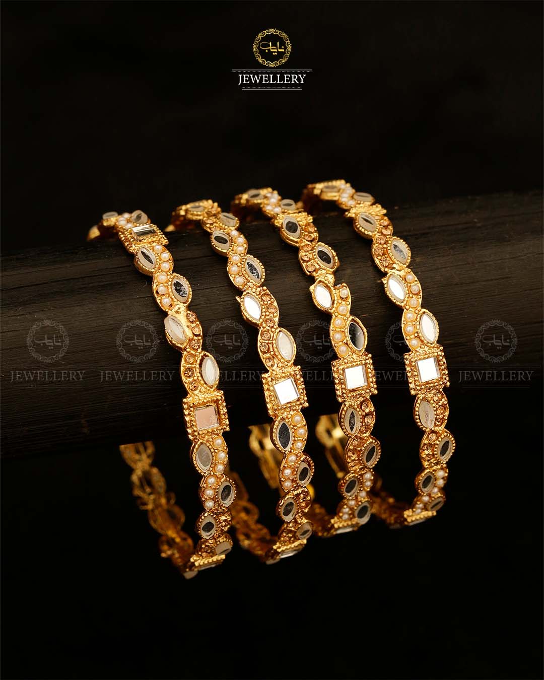 Kundan 4 pcs Bangles-2892