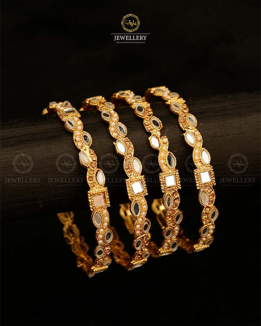 Kundan 4 pcs Bangles-2892