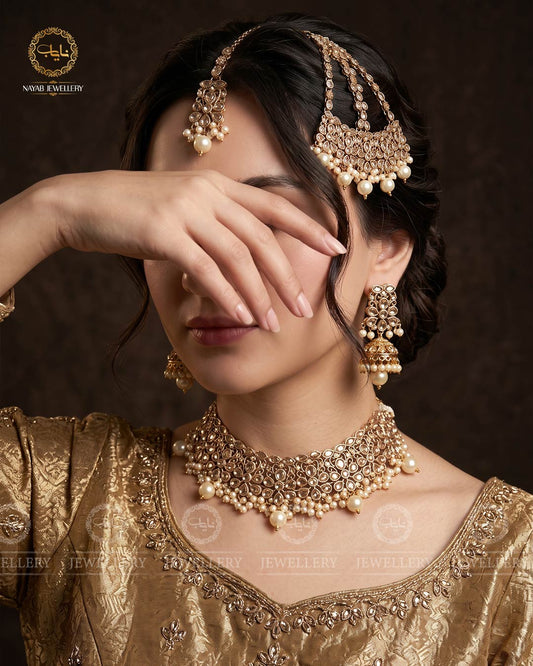 Fliexible Zirconia Bridal set-2852-Golden