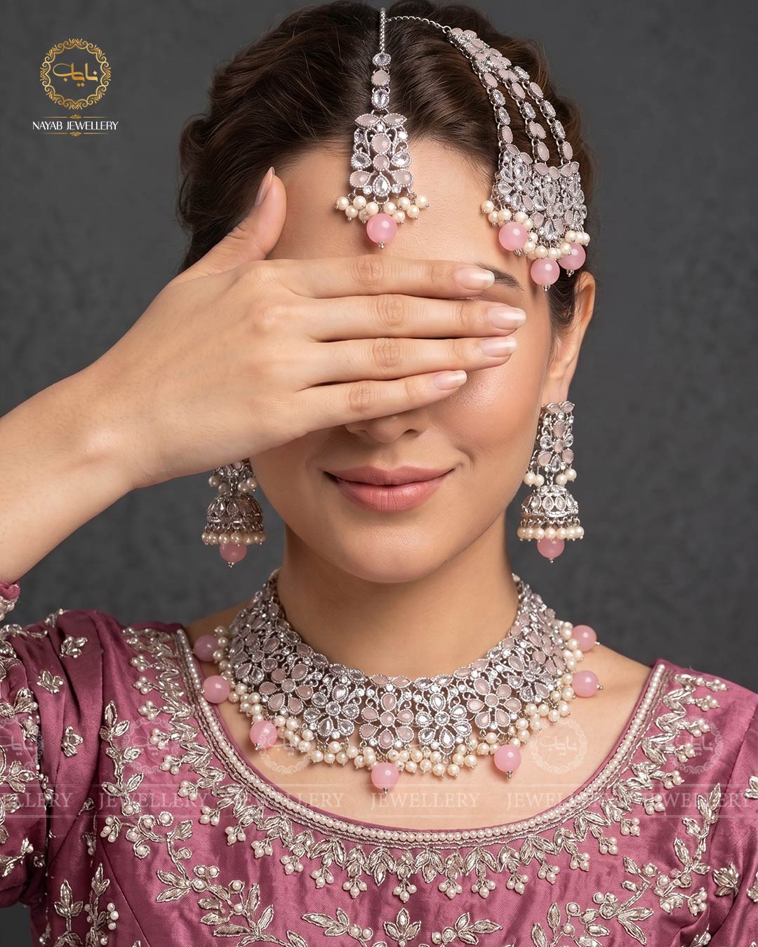 Fliexible Zirconia Bridal set-2852-Silver