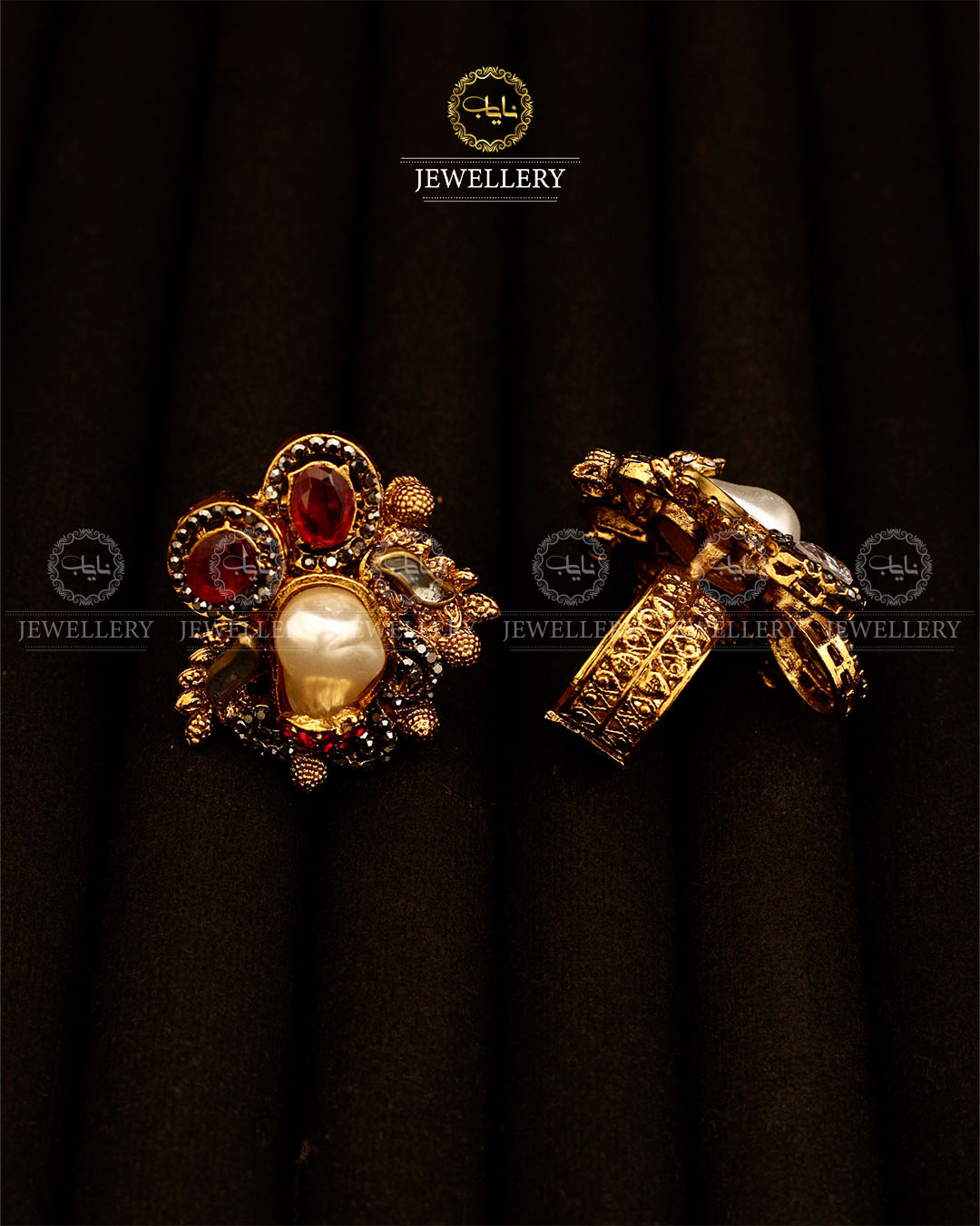 Turkish mother pearl Adjustable Ring-2946