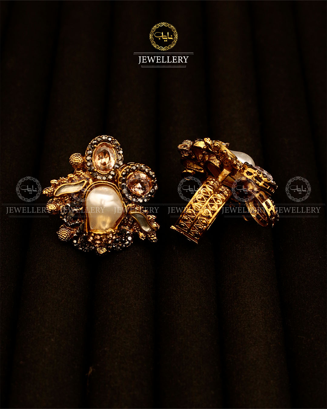 Turkish mother pearl Adjustable Ring-2946