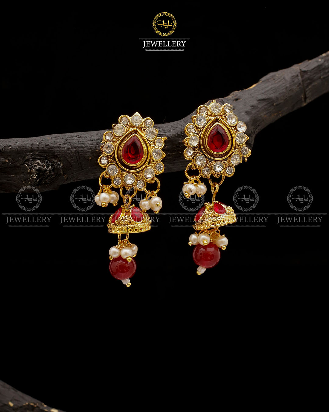 Uncut Small Jhumki-2554-Golden Nayab Jewellery