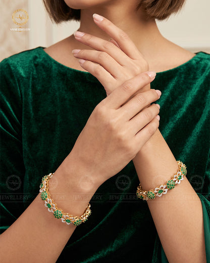 Nerobi Designer Bangles (pair)-2639-Green