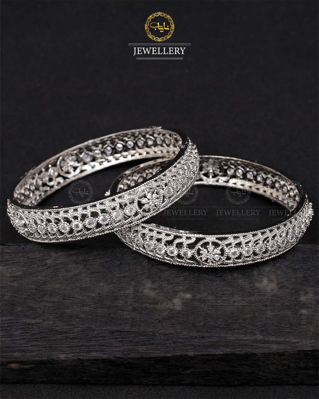 American Dimond Bangles (pair) -2050-Silver