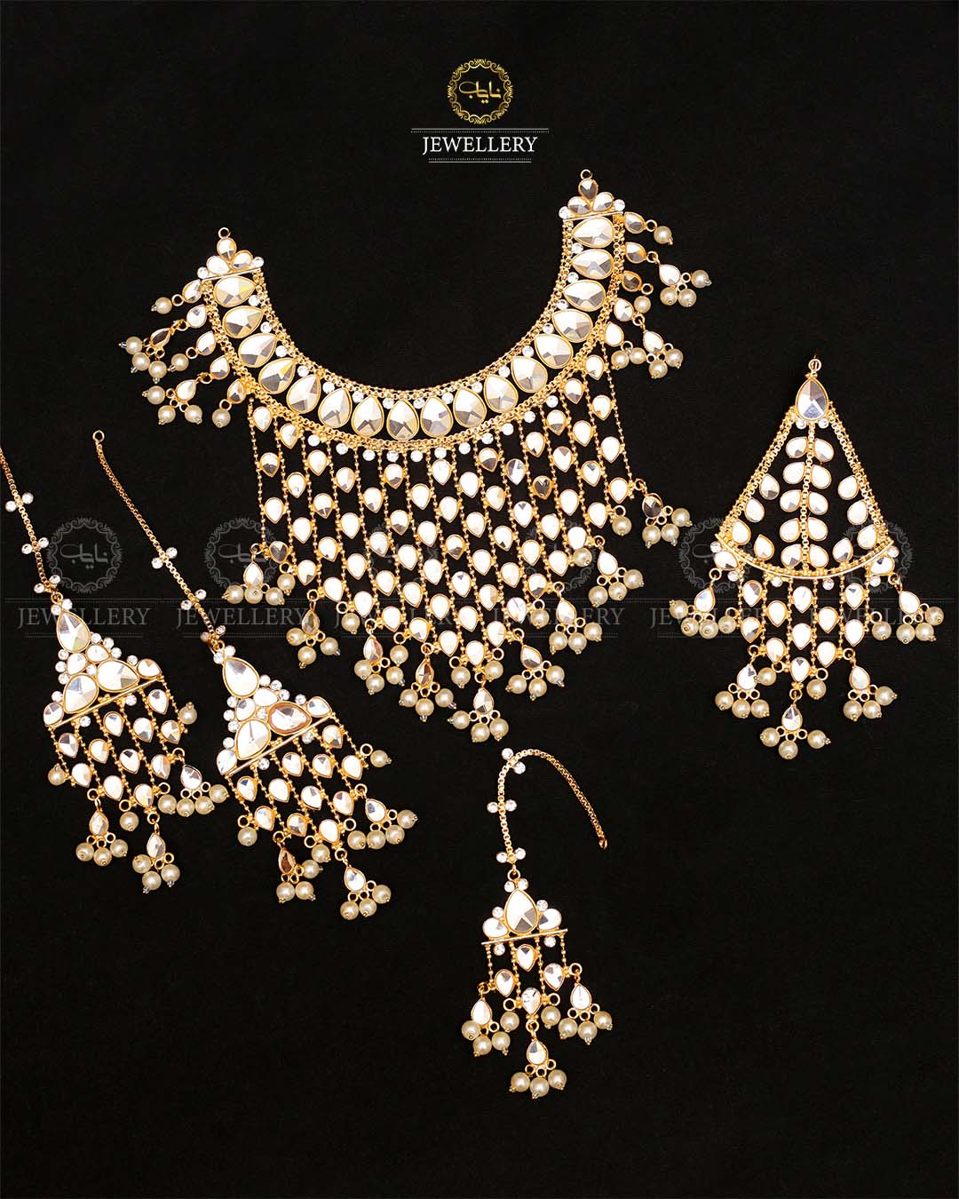 Shaheer Kundan Jhallar 5 pcs Bridal set-2118