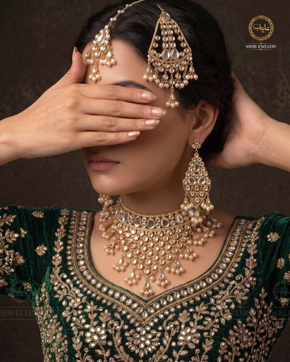 Shaheer Kundan Jhallar 5 pcs Bridal set-2118