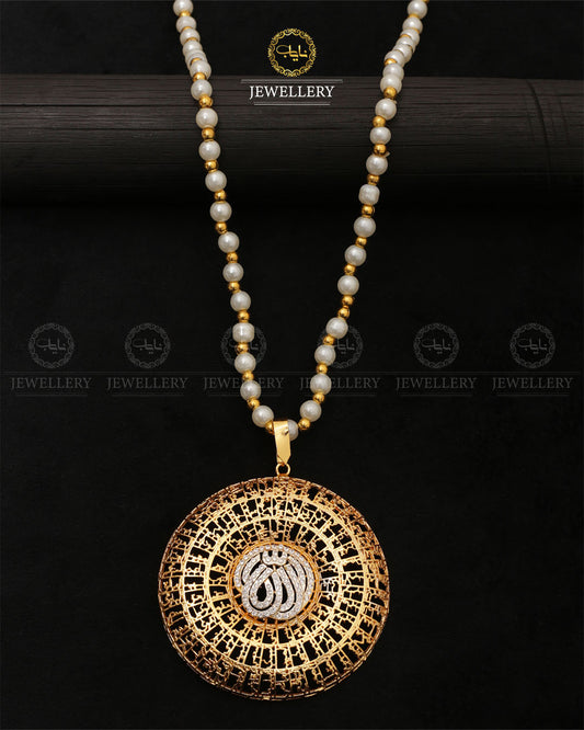 Calligraphy Alllah Pendant with Mala-2447 Nayab Jewellery
