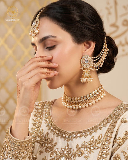 Kundan Chokar with bahubali Earrings Tika -2610