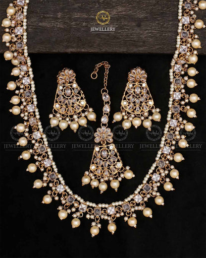 Zirconia Long Mala set-2535 Nayab Jewellery