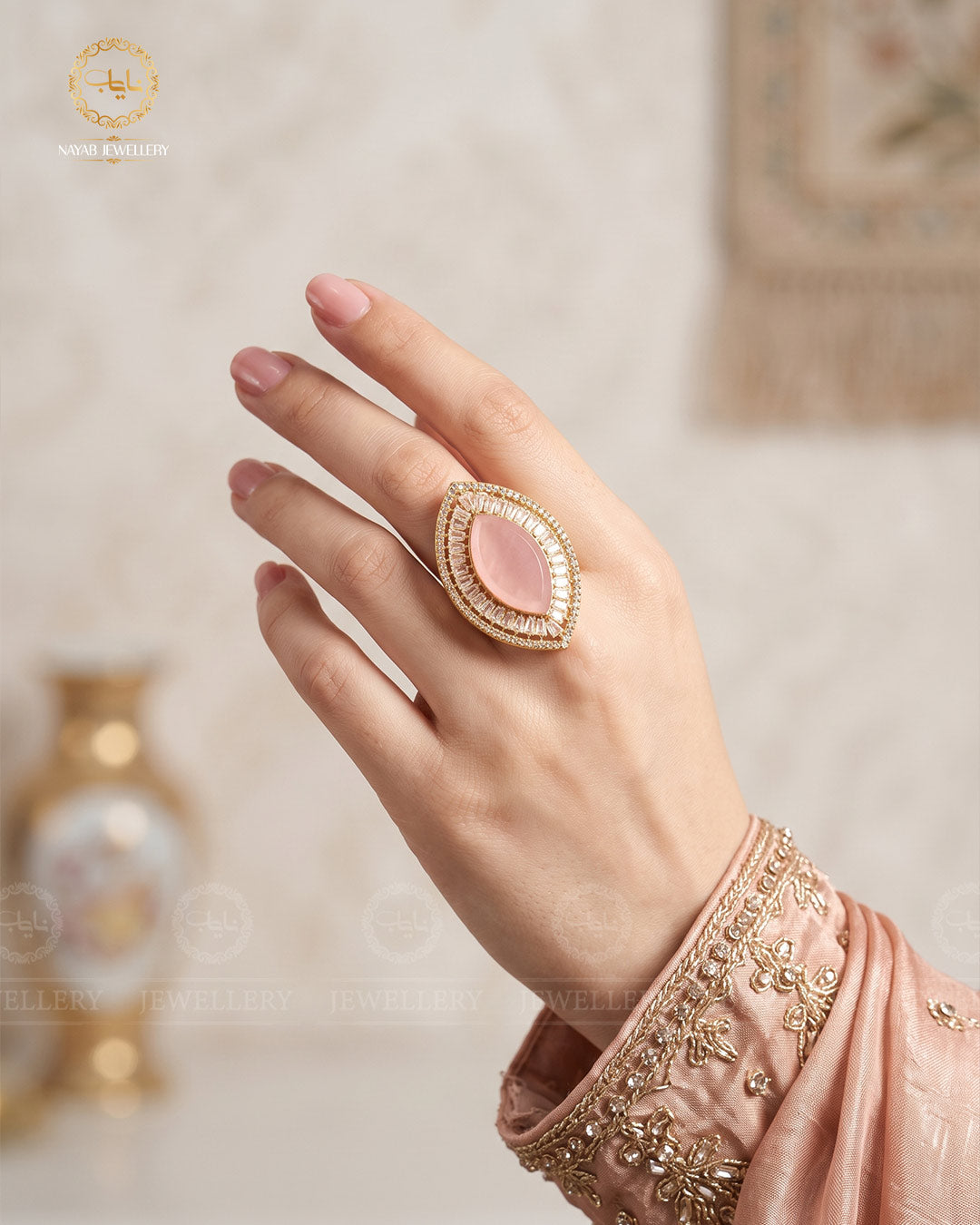 Almond Zarcon Big Size Ring (Adjustable)-2842