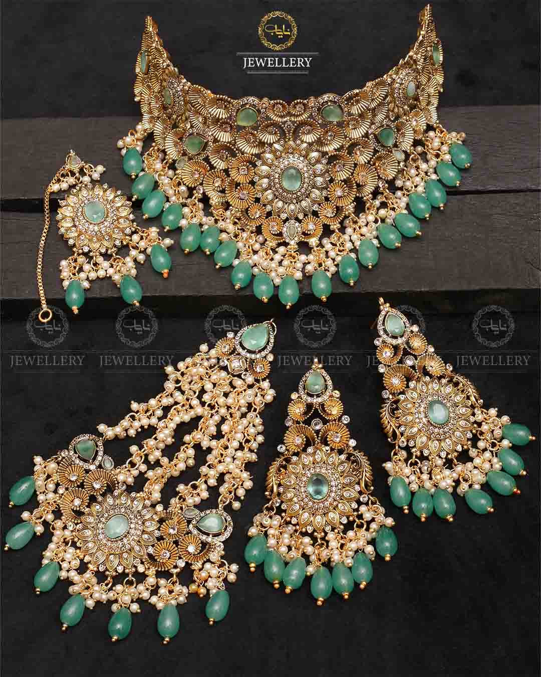 Designer Bridal set with jhomer-2291-Golden