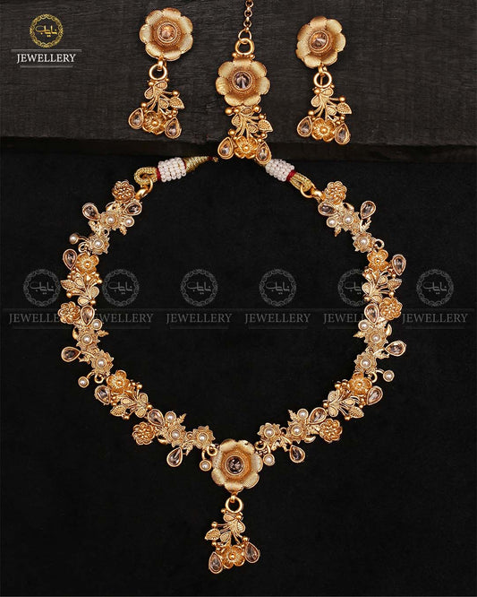 Indian Rajwadi Necklace set with tika-2429