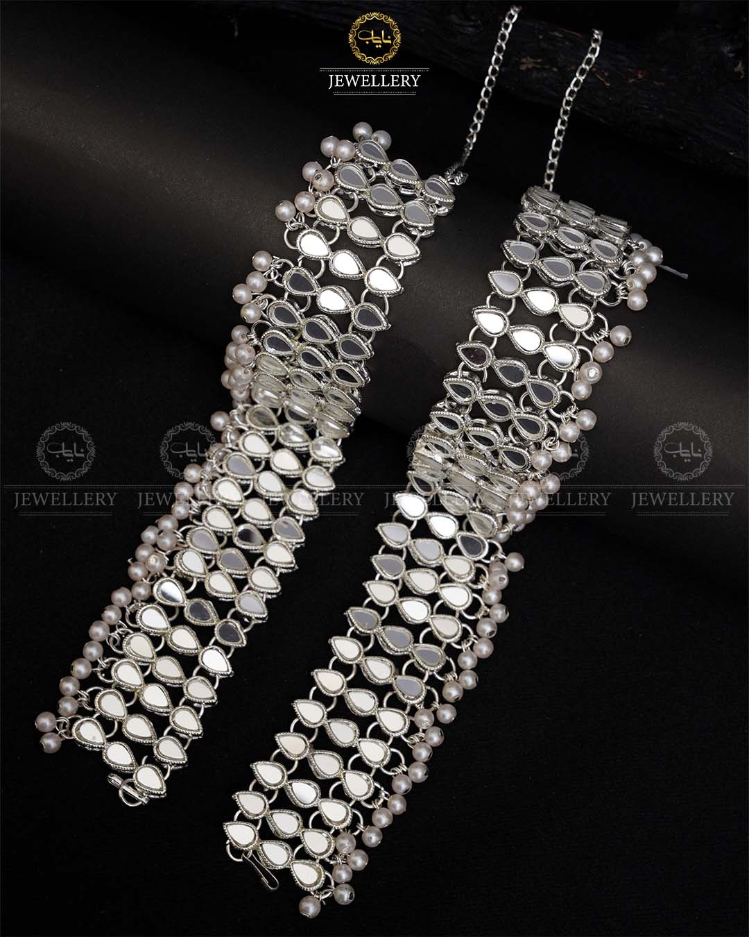 Kundan Anklet pazeb (pair)-2039-Silver