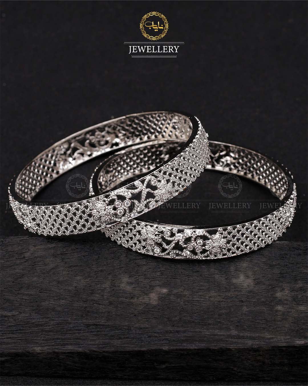 American Dimond Bangles (pair) -2049-Silver