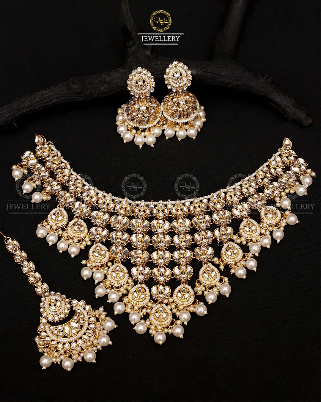 Indian Kundan Bridal set with jhumka Tika-2126