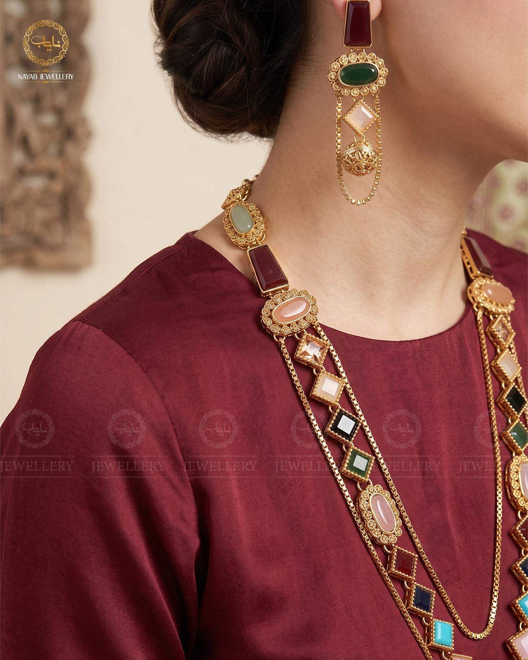 Fine Quality Wedding Egyptian Mala with Earring NJ-1164