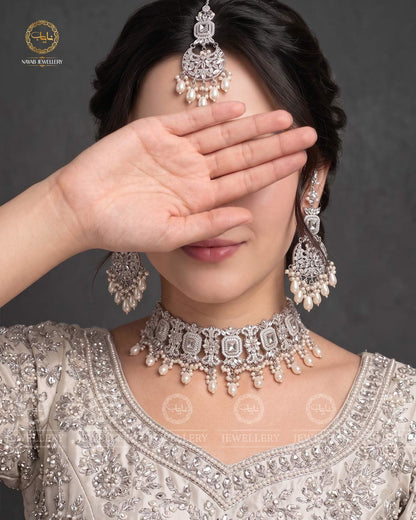 Kundan Collar (flexible) set with sahara Earrings Tika NJ-1904-S